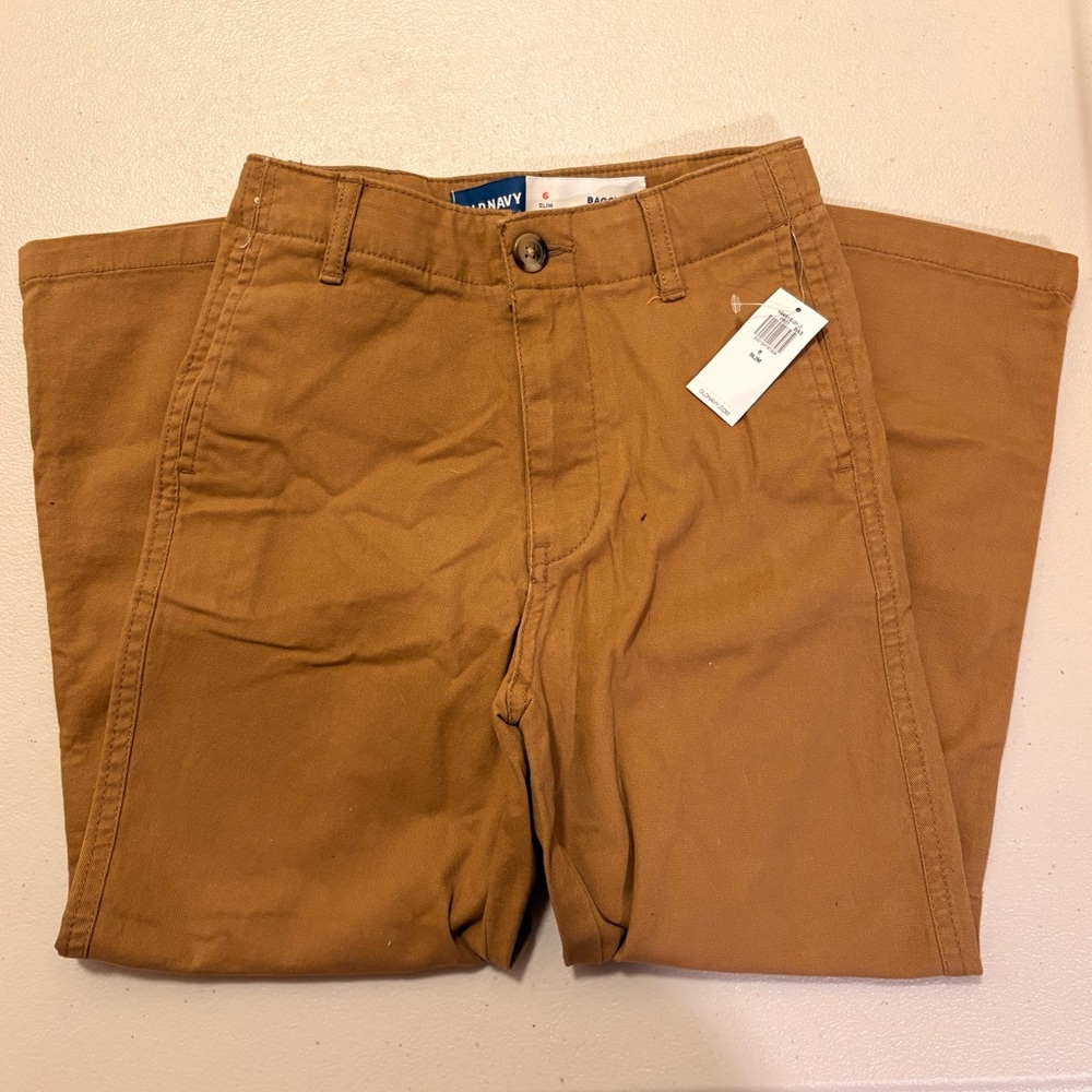 Old Navy Boys Khaki Pants Size 6 Slim Baggy